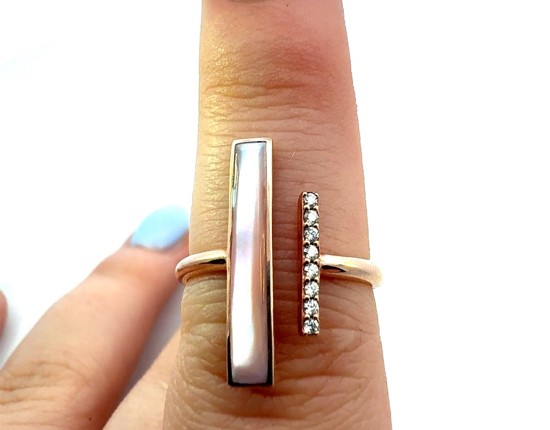 ✨KABANA カバナ 14K USA製 シェルモザイクリング ダイヤ 16号 Kabana 14k Yellow Gold, Mixed Spiny Oyster - Mother of Pearl