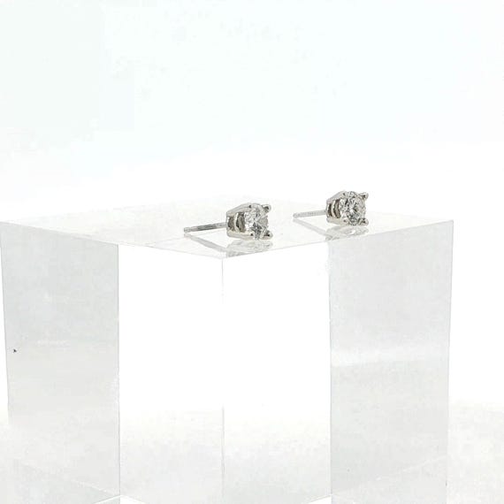 Solid 14K White Gold Diamond Stud Earrings
