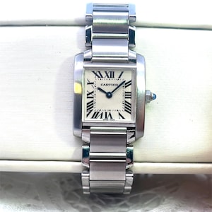 Vintage Stainless Steel 20mm Cartier Tank Francaise 2384 Quartz Watch