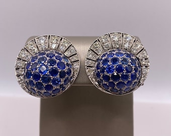 Art Deco Sapphire and Diamond Clip Earrings