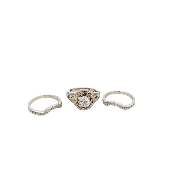 14K Two Tone Engagement Ring with Ring Guards