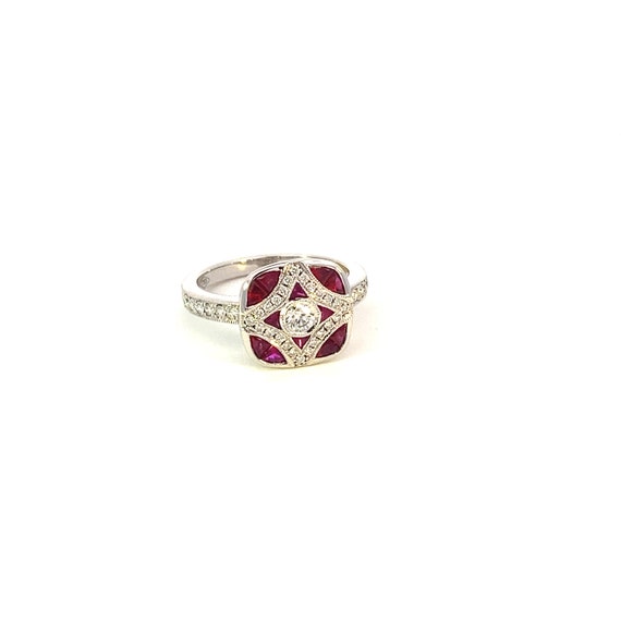 Custom Ruby and Diamond White Gold Ring - image 3
