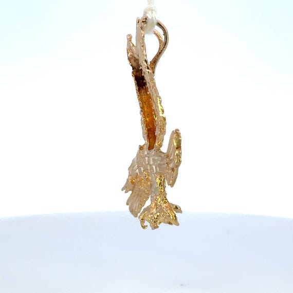 Vintage 14K Solid Gold Diamond-Cut Eagle Pendant - image 3