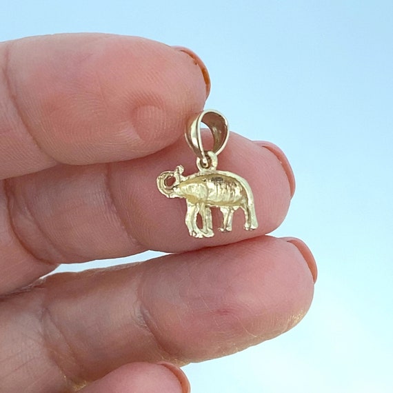 Solid Yellow Gold Elephant Charm - image 3