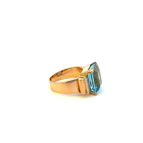 Art Nouveau Aquamarine and Diamond Ring - image 4