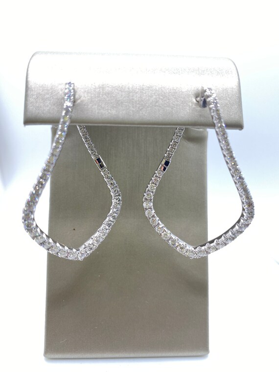 Asymmetrical Diamond Hoop Earrings