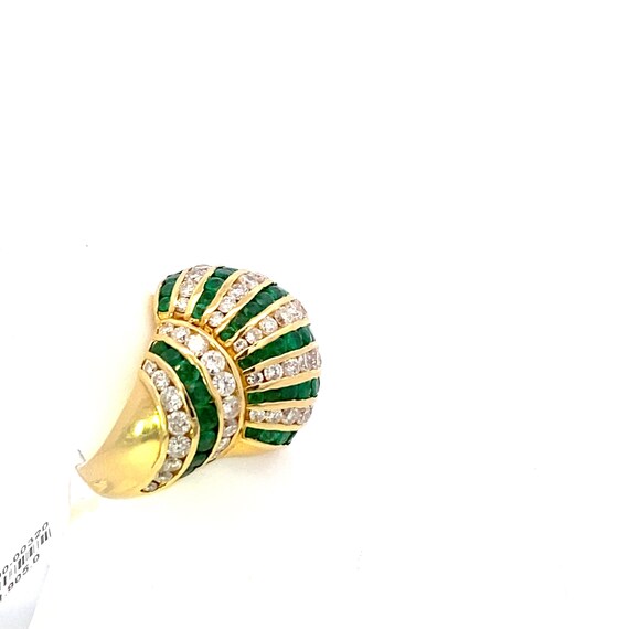 Vintage Emerald and Diamond Dome Statement Ring i… - image 3