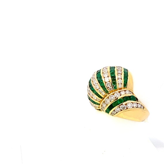 Vintage Emerald and Diamond Dome Statement Ring i… - image 2