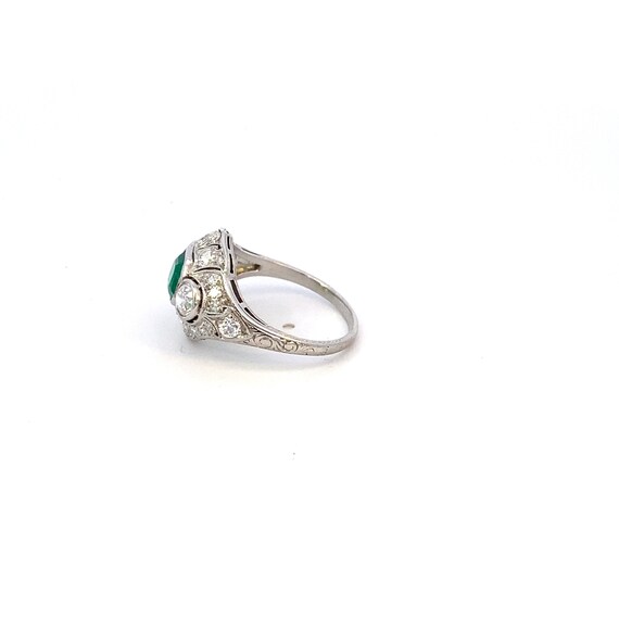Platinum Art Deco Emerald and Diamond Ring - image 2
