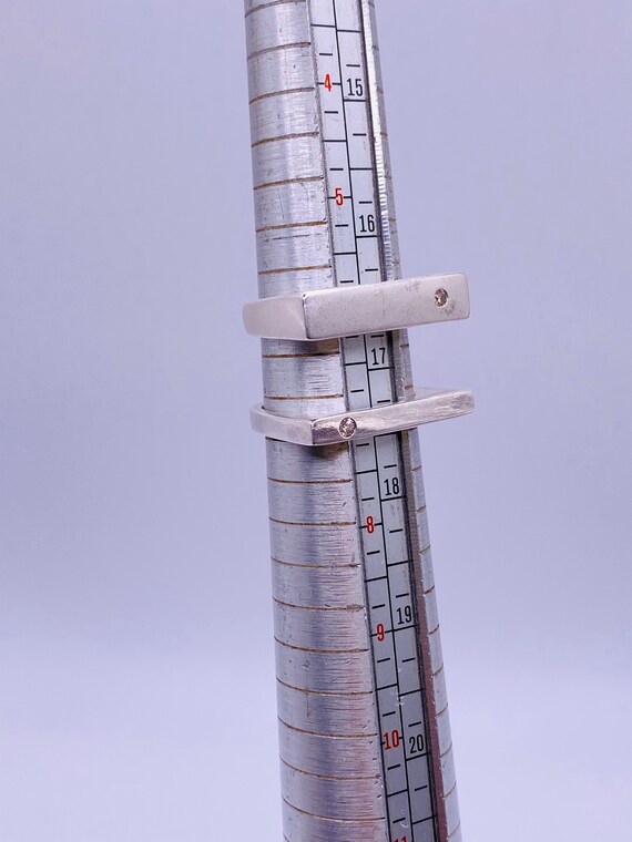 Vintage Stackable Sterling Silver Diamond Rings - image 4