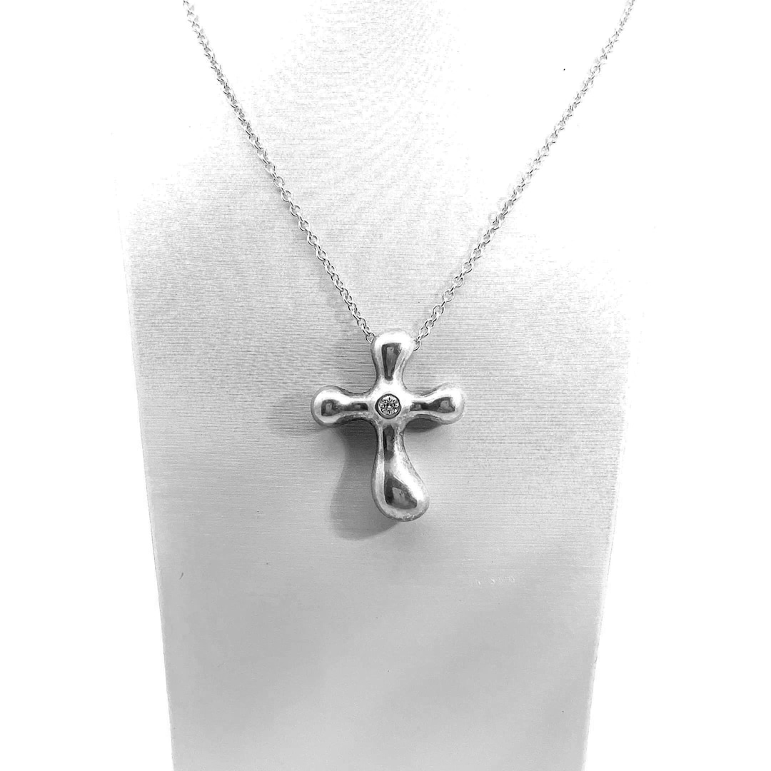 Vintage Tiffany & Co. Elsa Peretti Sterling Silver Diamond Cross