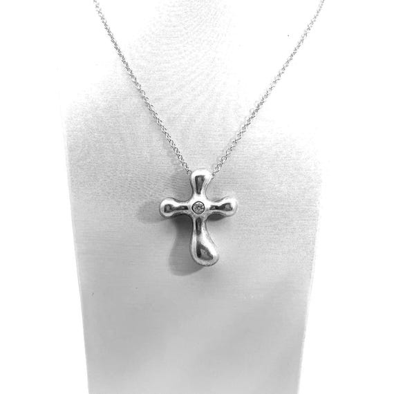 Vintage Tiffany & Co. Elsa Peretti Sterling Silver Diamond Cross