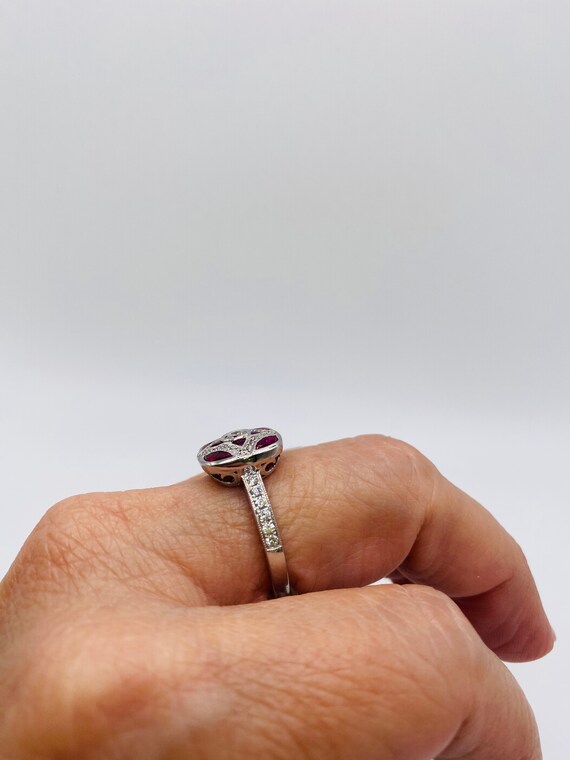 Custom Ruby and Diamond White Gold Ring - image 6