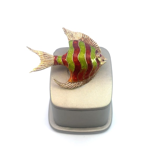 Vintage 14K Solid Yellow Gold Ruby Eye Enamel Sun… - image 1