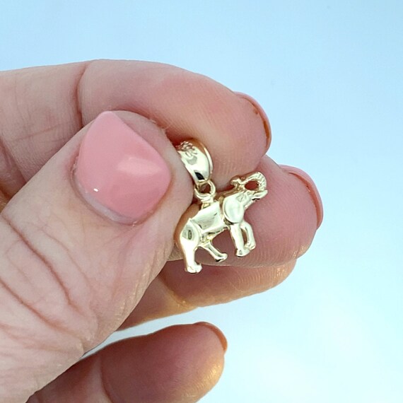 Solid Yellow Gold Elephant Charm - image 2
