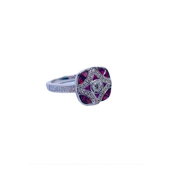 Custom Ruby and Diamond White Gold Ring - image 2