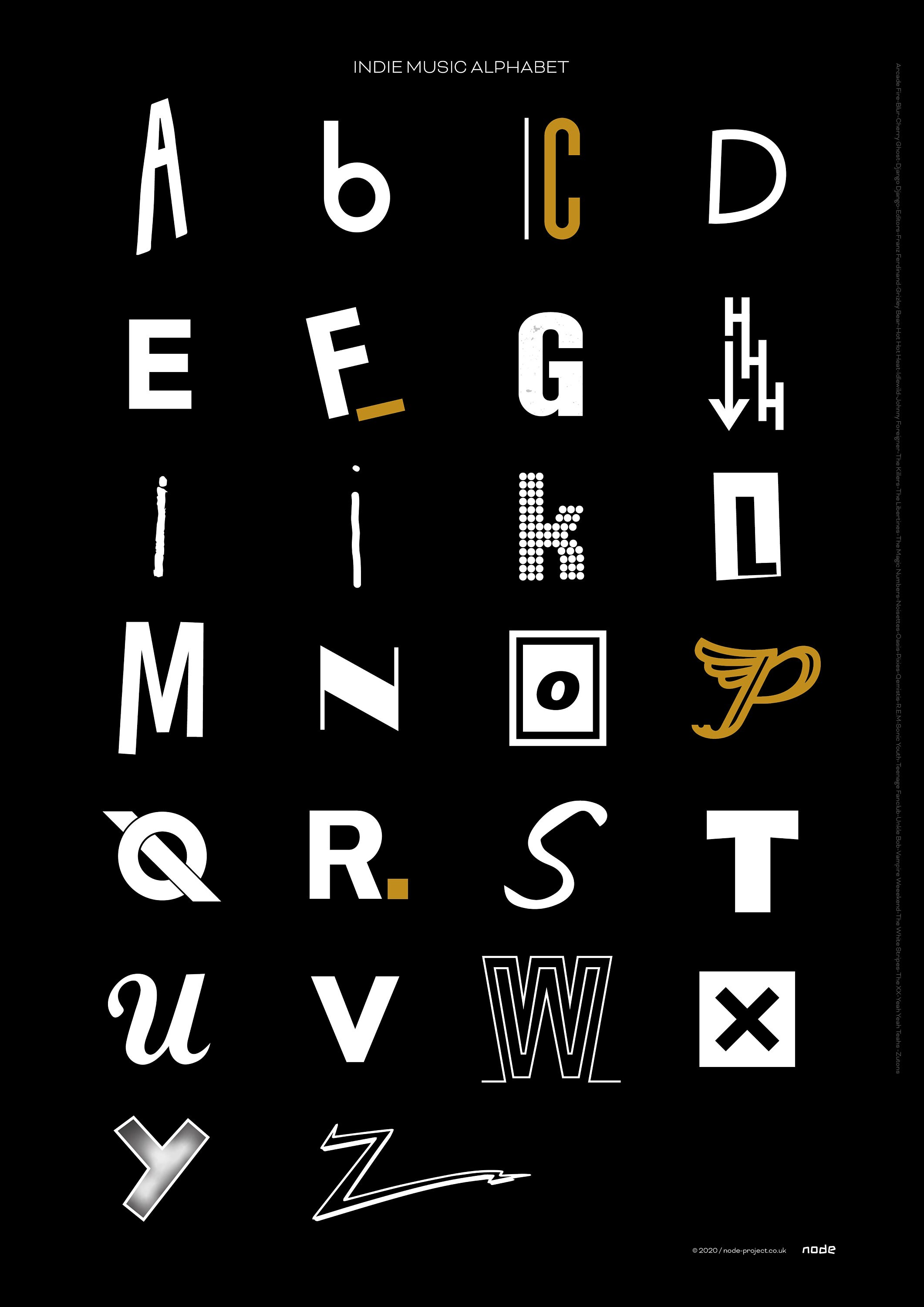 Indie Band Music Logo A-Z Alphabet - Illustration Flat