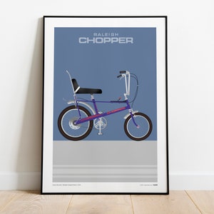 Raleigh Chopper Bike Mark 2 - 1972 - Ilustracja Płaski plakat graficzny – Fioletowy/Niebieski