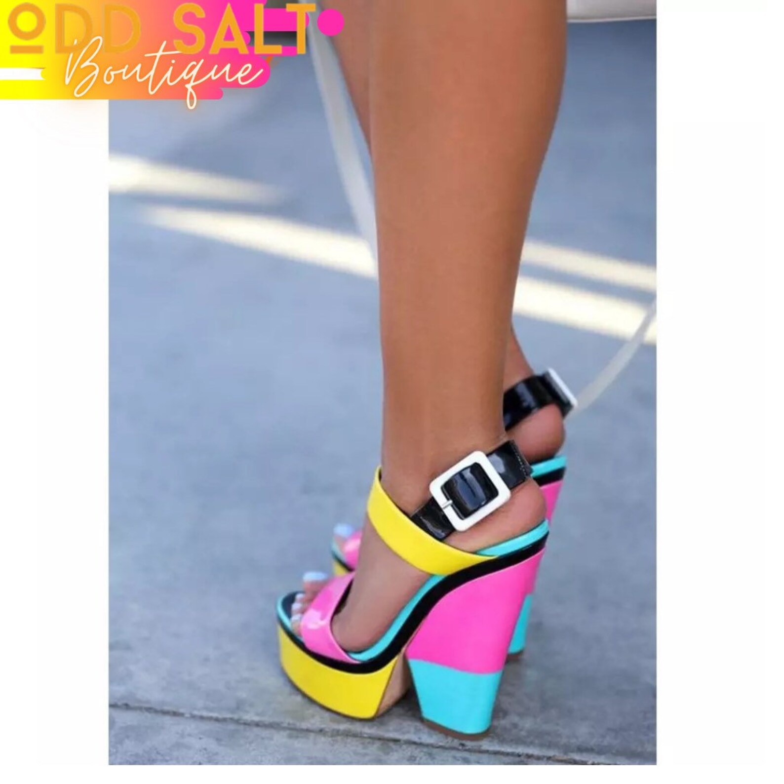 Retro Pastel Chunky Abstract Wedge Sandals - Etsy