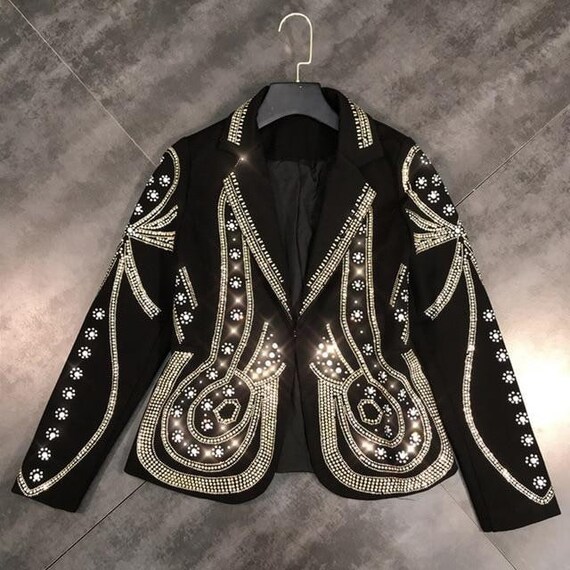 Beaded Pearl and Rhinestone Blazer