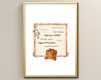 Tomato Red Printable Wall Art Print, Food Art Prints, Home Kitchen Art, Country Farmhouse style Poster Print, Instant Digital Printable