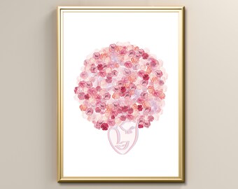 Floral Girl Print, Living Room Bedroom Wall Art, Instant Digital Printable Wall Decor, Poster