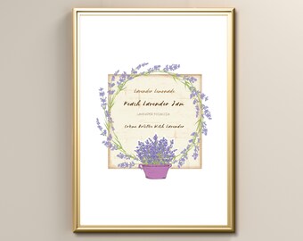Lavender Purple Printable Wall Art Print, Food Art Prints, Home Kitchen Art, Living Room Decor, Country Farmhouse Poster Instant Download