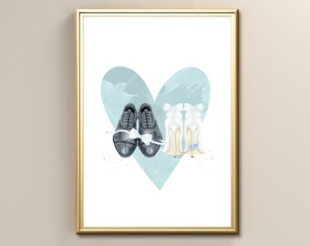 Mr & Mrs Print, Newly Weds Art Poster Wall Art, Instant Digital Printable Wall Decor, Poster