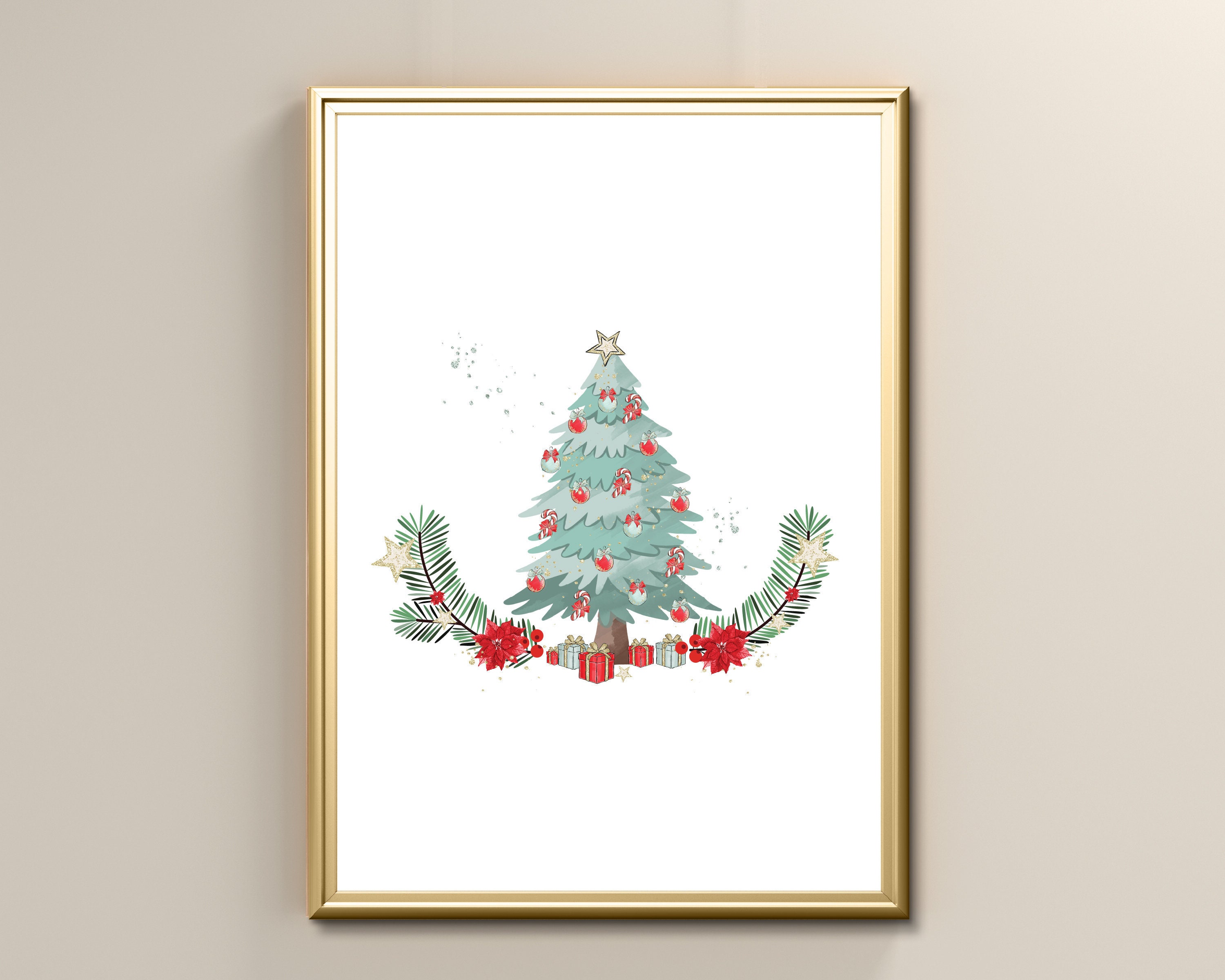 Holiday Christmas Tree Wall Art Printable Living Room Decor Etsy Canada