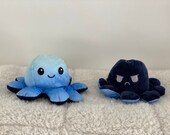 Day Night Blue Mood Octopus Plushies, Reversible Design, Double-Sided, Expression Flip, Gifts for Adults and Kids, As seen on TikTok