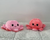 Pink Peach Mood Octopus Plush, Reversible Design, Double-Sided, Expression Flip, Gifts for Adults and Kids, As Seen on TikTok