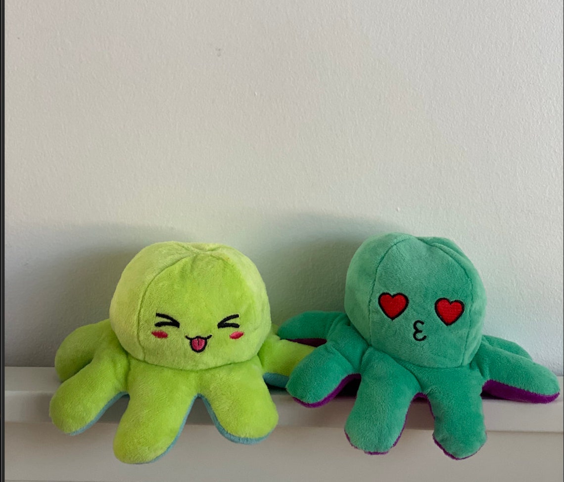Reversible Mood Octopus Plush Double-Sided Expression Flip | Etsy
