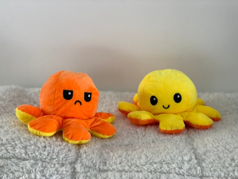Orange/Yellow Mood Octopus Plush Reversible Design | Etsy