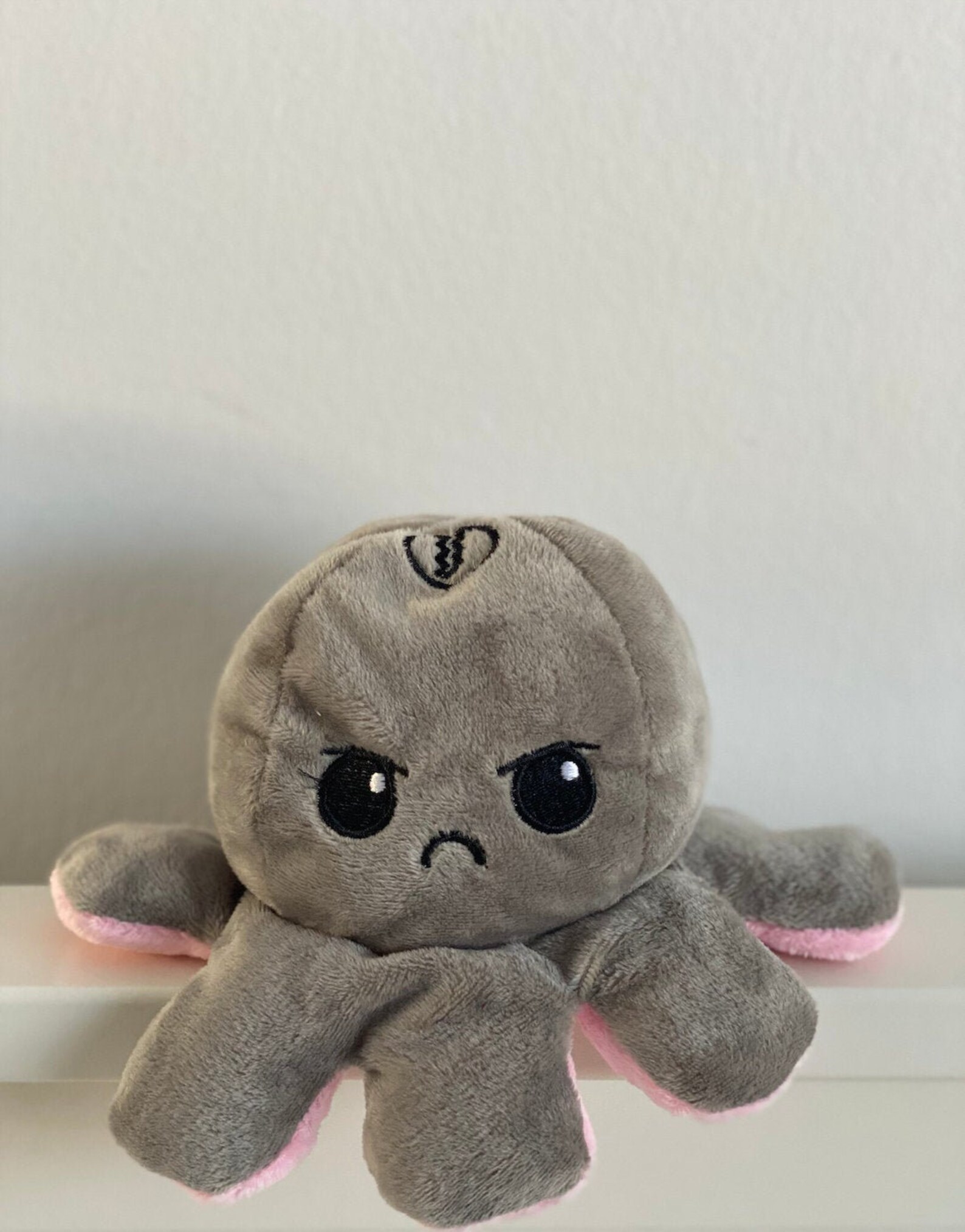 reversible octopus plush pink and grey