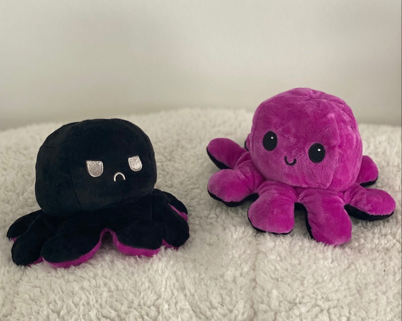 Black Blue Plush Toy Octopus Reversible Cute Flip Soft Toy | Etsy