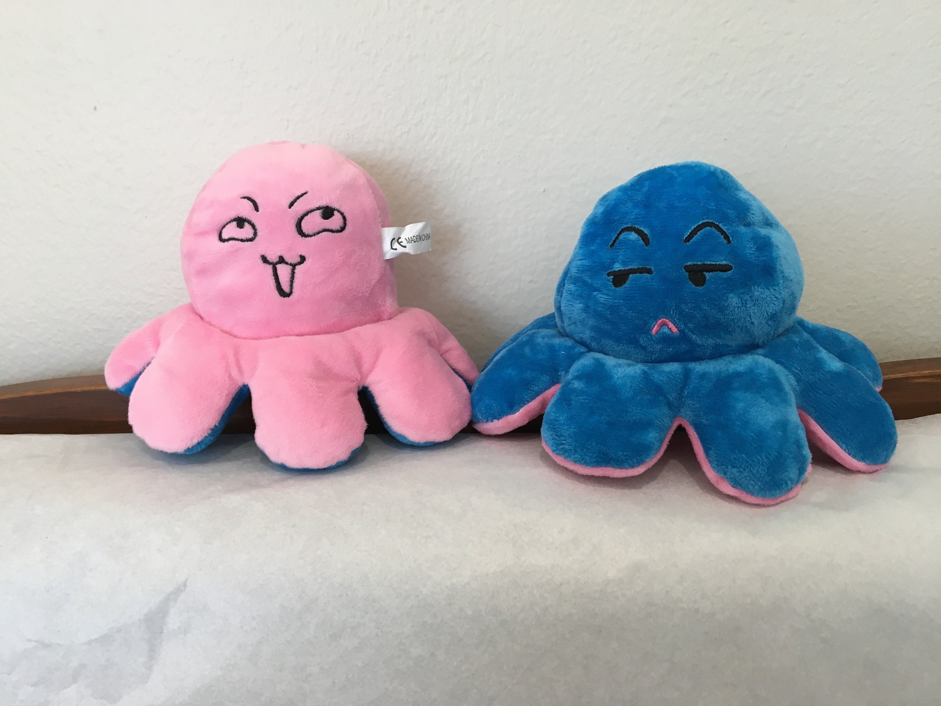 Pink/Blue Mood Octopus PlushExpression Flip Reversible | Etsy