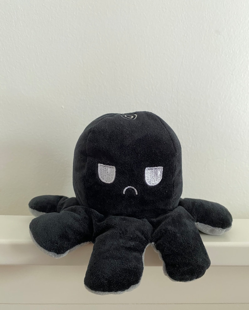 Gray/Black Mood Octopus Plush Reversible Design | Etsy