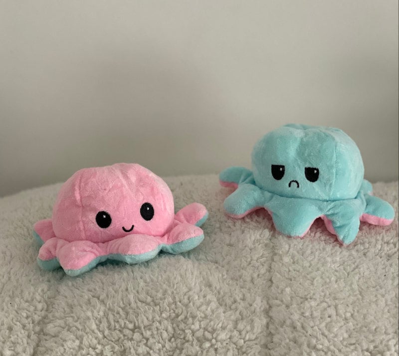 Light Pink/Blue Mood Octopus Plush Reversible Design | Etsy