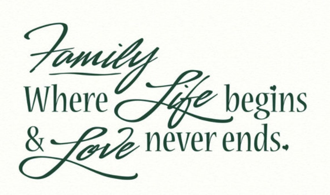 Familia donde la vida comienza y el amor nunca termina | Etsy