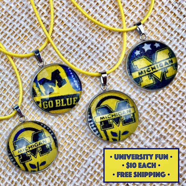 Michigan | Cord Necklace | Maize and Blue Globe Pendant | A University favorite | Wolverine Stocking Stuffer | Ten Bucks Free Shipping