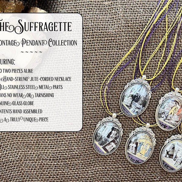 Suffragette Necklace | Womens right to vote | Unique glass pendant / cord | No two alike | Celebrate strong female ancestors | SHIPS FREE!