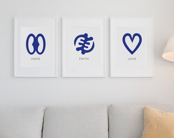 Adinkra Symbol Print Set | Hope, Faith, Love (Digital Download)