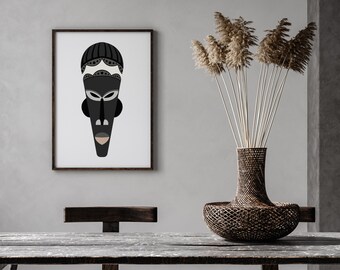 African Mask Wall Art | Traditional Home Decor Print (Digital Download)