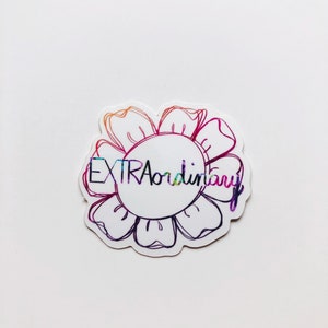 Multicolored Extraordinary Sticker, Sketched Flower