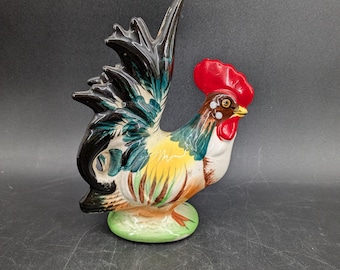 Estatua de gallo de cerámica vintage de 6'', fabricada en Japón