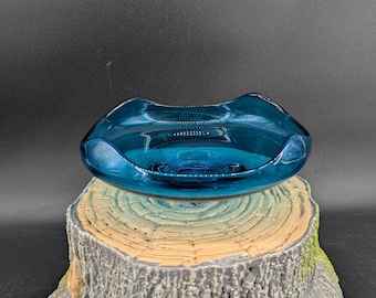 Vintage Mid Century Modern Viking Glass Bluenique Glass Dish 6 1/2