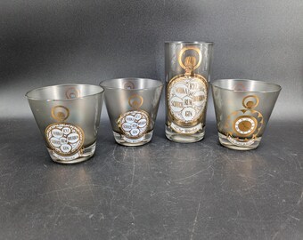 Juego de 4 copas de cóctel vintage MCM Culver Glass Time is Now