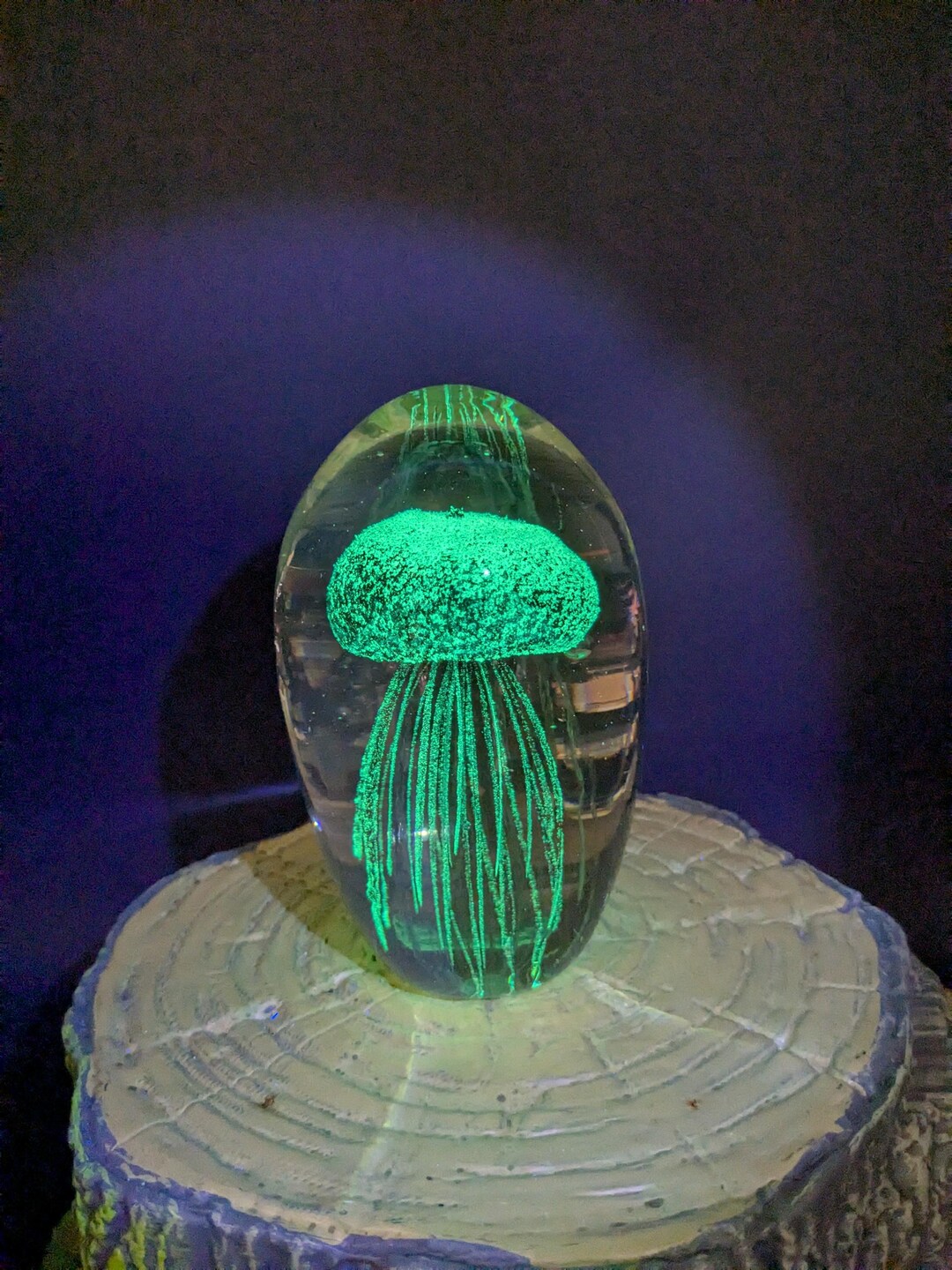 Handblown Art Glass Glow in the Dark Jellyfish Paperweight 5'' - Etsy
