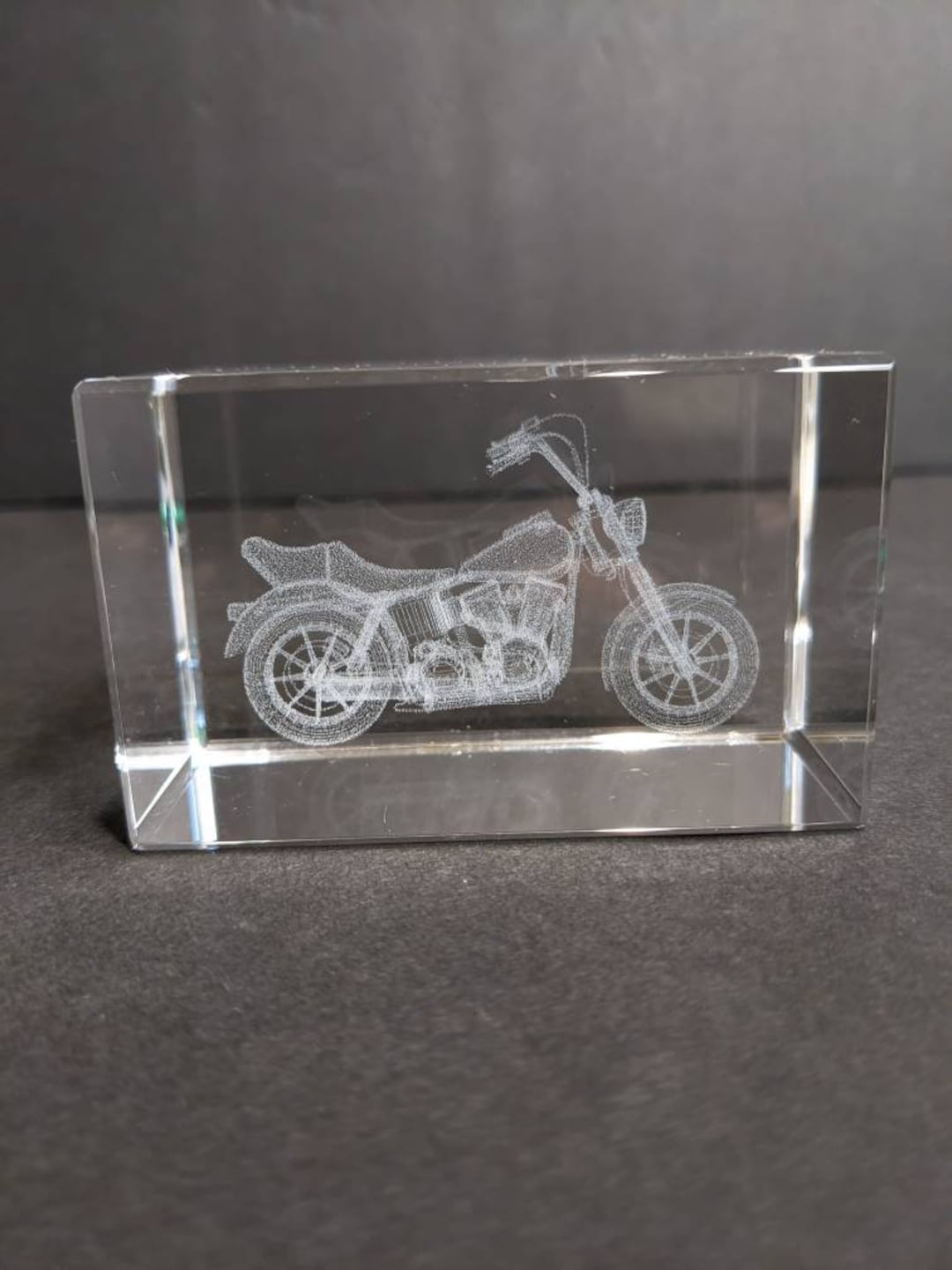 3D Laser Etched Crystal Motorcycle Paperweight Motorcycle Etsy