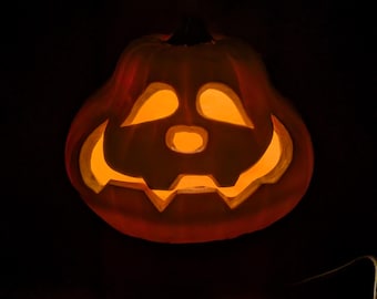 Calabaza de Halloween iluminada con molde de espuma soplado vintage de los años 90
